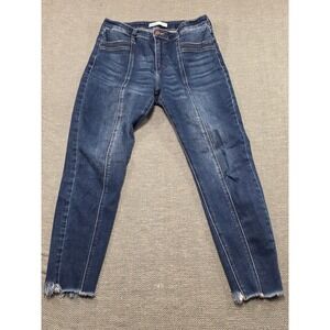 KanCan Jeans Women's Size 30 Dark Wash High Rise Skinny Frayed Hem